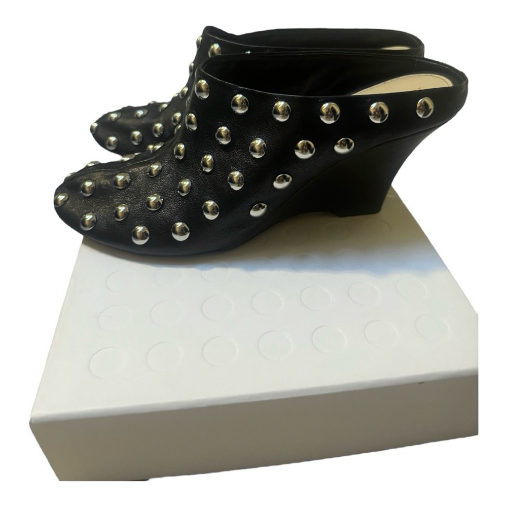 KHAITE The Apollo Studded Leather Wedge Mules - Picture 8 of 13